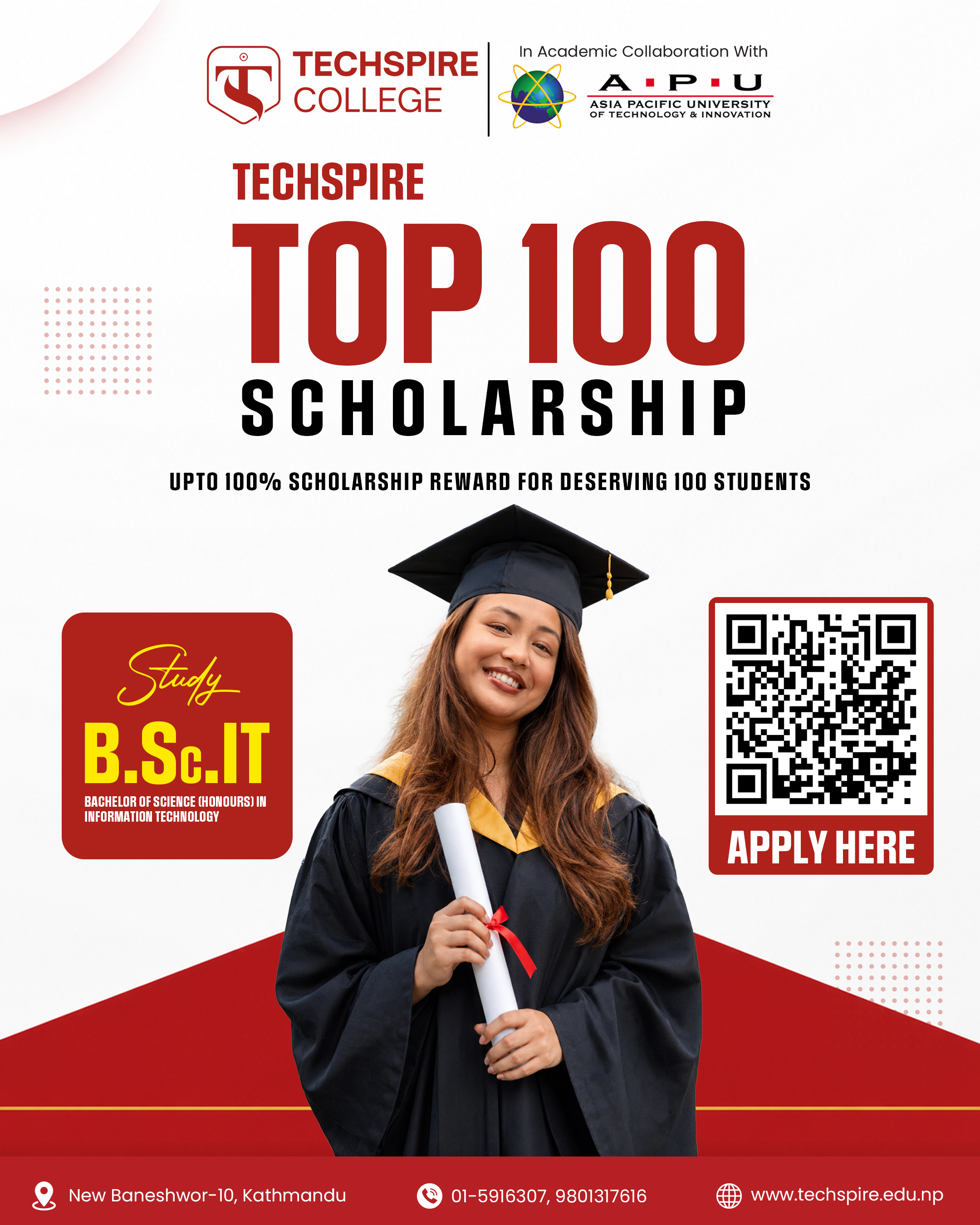 Approved Techspire scholarship campaign popup artwork