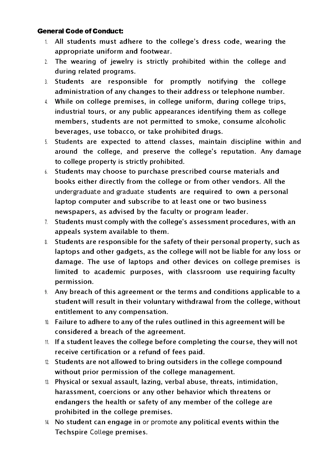 Code of Conduct — handbook page 2