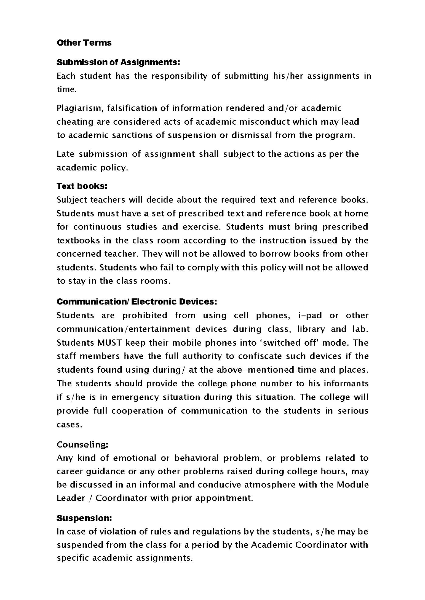 Code of Conduct — handbook page 6