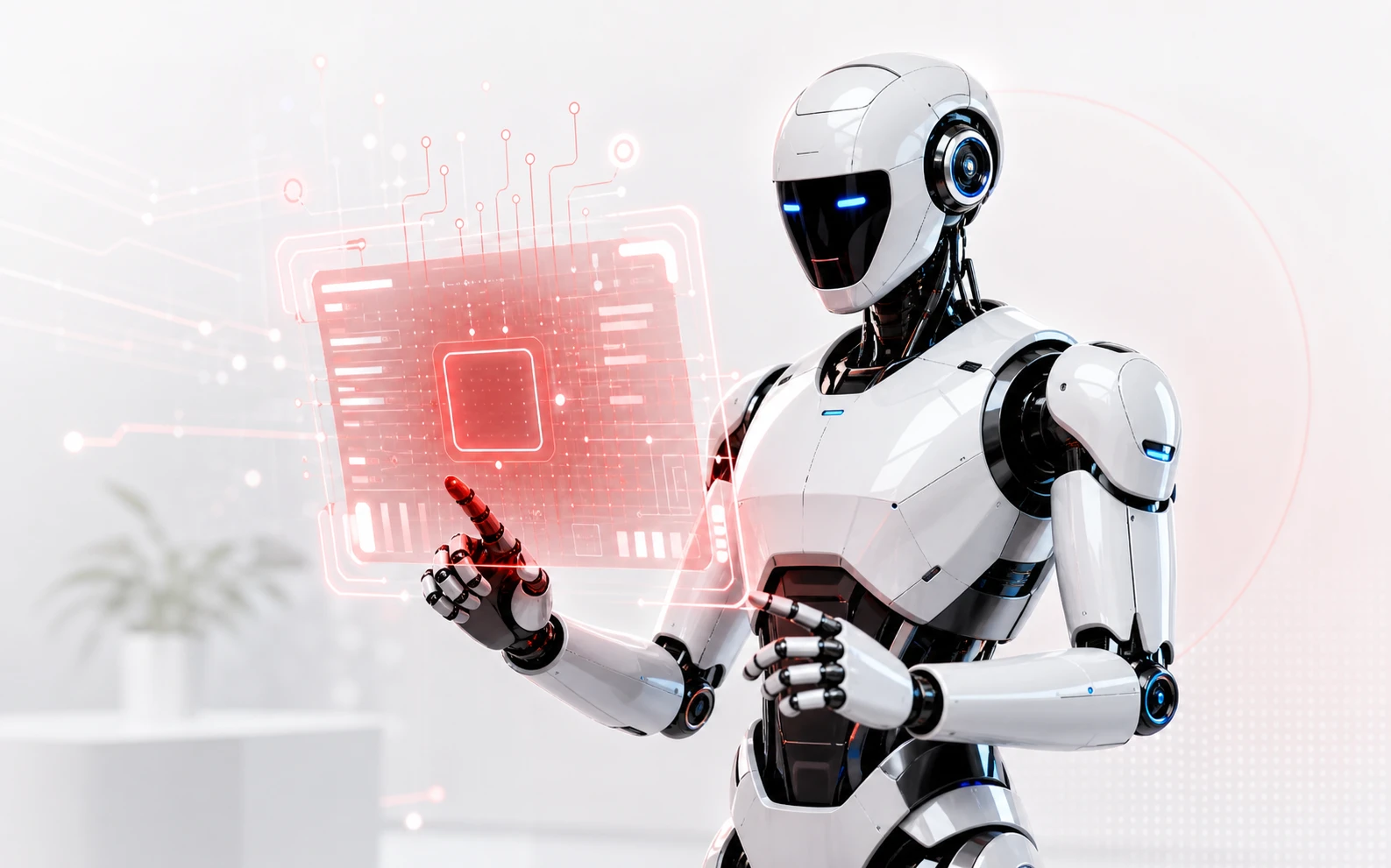 AI robot presenting a digital technology interface for BSc IT learning